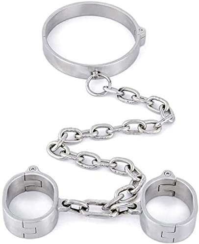Abschließbarer Hals Bondage Handfesseln Edelstahl Metallfesseln Sex Games Produkte Slave Kragen Handschellen Fetisch SM Sexspielzeug Für Paare -Male