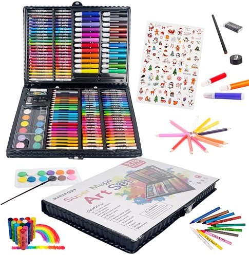 KINSPORY 278 piezas Maletin Pinturas para Niños, Juegos de Dibujo, Pinturas para Niños, Acuarelas Niños, Lapices de Dibujo, Caballete Pintura
