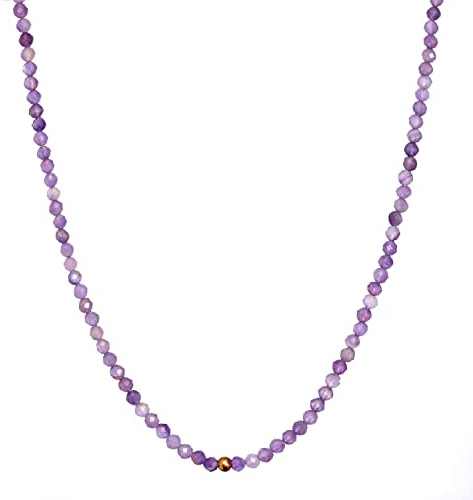 BERGERLIN Naturstein Perlenkette Damen Herren, facettiert, Gold/Silber | Facettierte Naturstein Perlenkette: bunte Halskette Damen & Herren, echte Edelsteine – vom deutschen Prüflabor bestätigt.