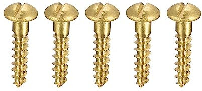 sourcing map 50 Stück Schlitz Rundkopf Holzschrauben M3,5 x 16mm | Messing Blechschraube Halbrundkopf Linsenkopfschrauben, M3, 5 x 16mm, Messing