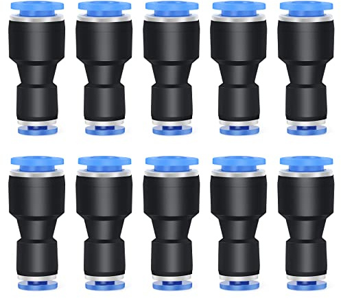 ERGAOBOY 10 Stk 8mm auf 6mm Blaue Pneumatik Reduzierverbinder | Pneumatik Reduziersteckverschraubung gerade, fuer PU/PE/Nylon