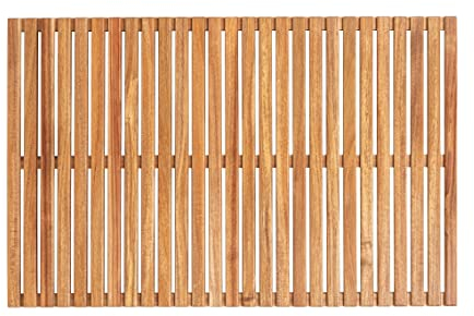 Wenko Griglia da Doccia per Interni ed Esterni, in Legno di Acacia Certificato FSC per Interni ed Esterni, Ideale per Doccia, Sauna e Piscina, Fondo Antiscivolo (L x P): 55 x 85 cm