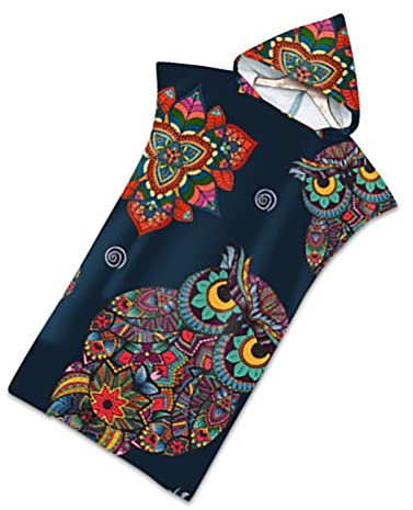 MYSUNBAR Hooded Poncho, Mikrofaser 3D Tierdruck Strandtücher Bademantel Poncho mit Kapuzen Strandtuch Badeponcho Duschtuch Sport Handtuch für Schwimmen