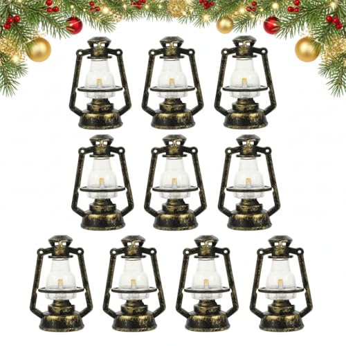 DOITOOL 10Pcs Mini Lanterna Lanterna Lampada a Olio Vintage Appesa Lanterna a Cherosene Lanterna Casa Delle Bambole in Miniatura per Micro Paesaggio Ornamento Decorazioni per Feste di