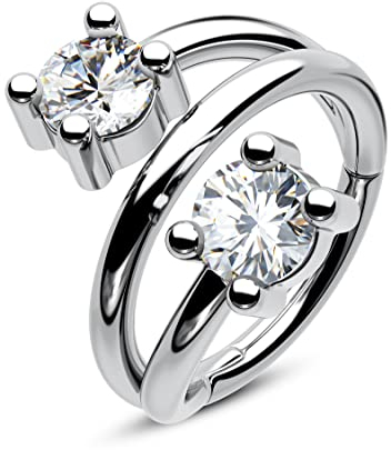 CM Crareesi Mania Helix Piercings Gold Silber Creolen 316L Edelstahl Conch Piercing Ring Gold Scharnier Segmentringe 16G Knorpel Ohrringe Tiny Zweireihig Zirkonia Helix Daith Rook Piercing