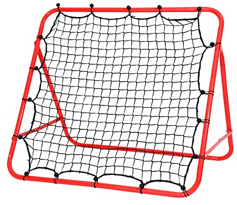 Ansobea Fußball Rebounder Rückprallwand Netz, Kickback klappbar Fußball Rebound Netz für Training Sports, Metallrohr/PE Gewebe, Baseball Basketball Prellwand(103 * 100 * 72cm Rot)