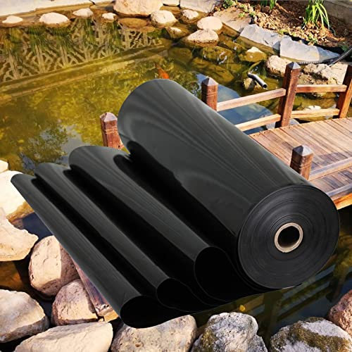 Lámina de estanque de HDPE cortada en negro, resistente a los rayos UV y a la intemperie, para estanque de jardín, estanque para estanque de peces, para la construcción de estanques, accesorios de