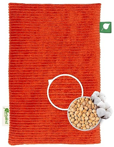 HERBALIND Robustes Kirschkernkissen Cord Premium30x20cm 600g (M) - Handmade in Germany - Wärmekissen für Mikrowelle - 100% OEKO TEX Baumwolle für Erwachsene Kinder (Cordstoff, orange)
