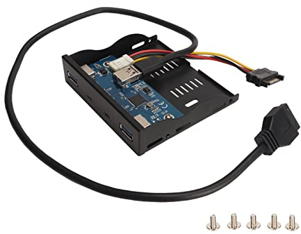 Aramox Panel de Disquetera, USB 3.1 Panel Frontal Plug and Play 4 Puertos para Chasis (2U+2C 19PIN)