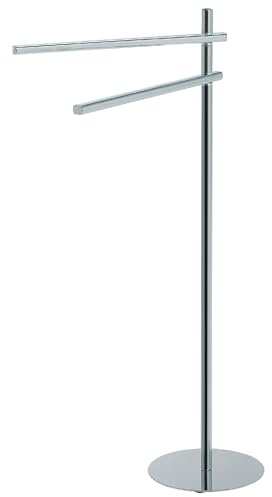 Gedy Circe Piantana Portasciugamani da Terra con 2 Bracci, Piantana Portasalviette Bagno in Acciaio Inox e Metallo Cromato, Base Circolare Diametro Ø25cm Zavorrata Dimensioni P45,3xH79,8cm Peso 2,54kg