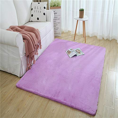 ZWPILY Hochflor Teppich, Einfarbig, Flauschiger Langflor Teppich, Shaggy Flokati, Rechteckig, Pflegeleicht, Wohnzimmerteppich - Fellteppich - Modern Kunstfell Carpet für Schlafzimmer,Lila,140x200 cm