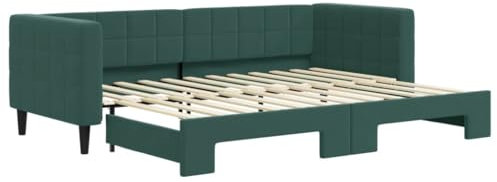 vidaXL Tagesbett, Sofabett Ausziehbar, Gästebett Schlafsofa für Schlafzimmer Wohnzimmer, Ausziehbett Sofa Bettsofa, Modernes Design, Dunkelgrün 80x200cm Samt