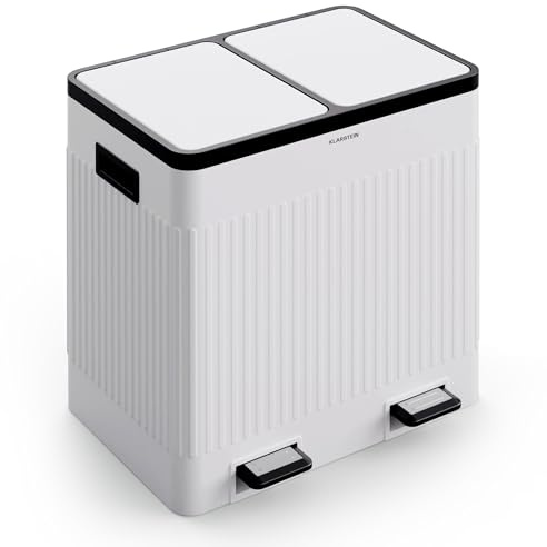 KLARSTEIN Grama 40 - Pattumiera da 40L per Raccolta Differenziata con Pedale e Chiusura Silenziosa, 2 Secchi Rimovibili, Design Rètro, Pattumiera per la Cucina