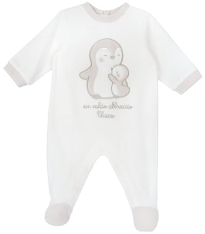 Chicco Tutine In Ciniglia Con Apertura Entrogamba Neonato/Neonata 0-24 mesi, Bianco, 6 mesi, Designed in Italy