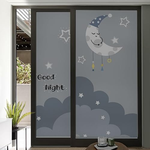 Fensterfolie Dunkelgrauer Mond Fensterfolie Blickdicht Anti-UV Sichtschutzfolie Fenster Milchglasfolie Zuhause Büro Folie Fenster Sichtschutz Window Film 2 Stück/80x200cm