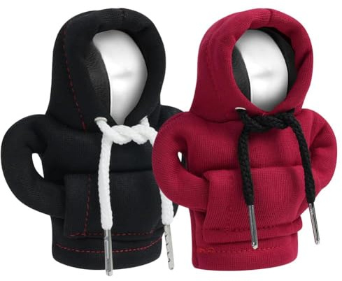 Adiwo Schalthebel Hoodie, 2 Stück Auto Schaltknauf Abdeckung Schaltknauf Abdeckung Auto Hoodie Schalthebel überzug für Dekoratives (Schwarz,Rot)