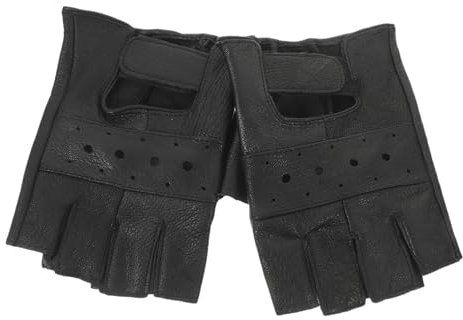 WOONEKY Fitness Sporthandschuhe aus Leder für Herren Bequeme rutschfeste Trainingshandschuhe Halbfinger für Sommerurlaub und Outdoor Sport