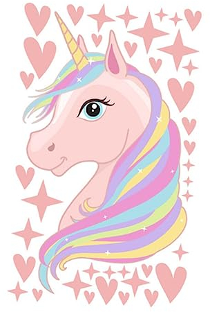 KOMBIUDA Wandtattoo Für Kinderzimmer Abnehmbare Wanddeko Mit Einhorn Und Herzmustern Material Für Kindergarten Und Kinderzimmergestaltung Für Glatte Oberflächen