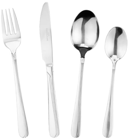 KARL HAUSMANN Service de Table 6 Personnes, 24 Pièces en Acier Inoxydable - Ménagère avec Couteaux Fourchettes Cuillères et Petites Cuillères, Poli Brillant, Couverts Lave-Vaisselle