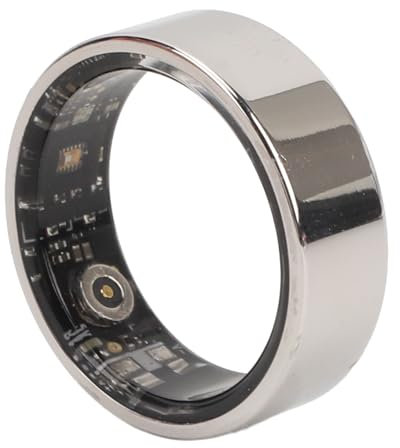 Smart Ring Fitness Tracker, Sleep and Fitness Ring, IP68 Waterproof Ceramic Stainless Steel Health Ring Bluetooth Pedometer for Men Women for Android for IOS (Silver)