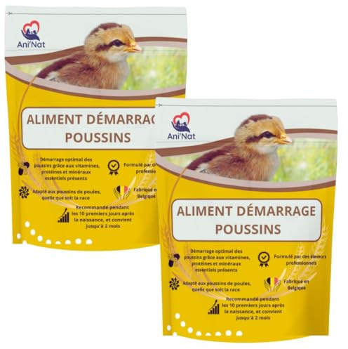 AniNat Alimento starter per pulcini, Cibo 1 ° età con vitamine, proteine e minerali, oli essenziali. Adatto fin dalla nascita. (2 x 1,8kg)