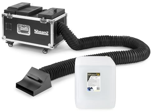 beamz Professional LF1500 Low Lying Fog Machine with 20L Super-Density Fluid - Compact Low Level Fogger for Weddings, Theatrical Productions, Live Events and Stage Effects