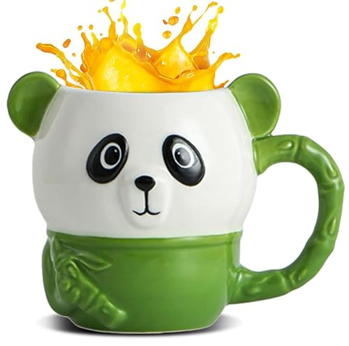 ZONSUSE Taza Divertida Panda, Taza Pandas Personalizada, Tazas Grande Desayuno, con Asa en Forma de Bambú, Mug de Animales 3D, Regalo Original para Hombres Mujeres Niña 550ml (Panda)