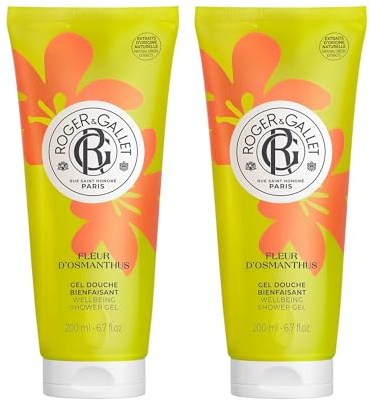 Roger&Gallet - Gel Douche Bienfaisant Fleur d'Osmanthus 200ml - Aloe Vera - Base lavante 100% d'origine végétale - Mousse Onctueuse (Lot de 2)
