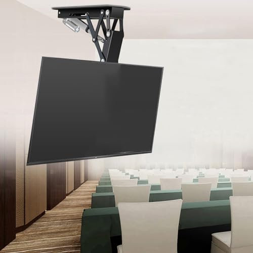 XDAWQP Support TV motorisé au Plafond – Support TV au Plafond, Support TV Pliable et inclinable motorisé, Support TV motorisé adapté aux écrans TV Plats et incurvés de 32 à 70 Pouces