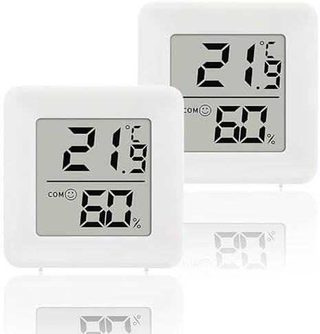 2PCS Indoor Room Thermometer Hygrometer Accurate Humidity and Temperature Monitor with LCD Large Display, Comfort Indicator, Versatile Placement for Baby Room, Office, Cellar, Kitchen, and Greenhouse