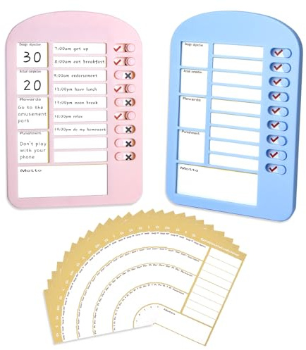 To Do List, Tagesplaner für Kinder, zum Aufhängen, Planer mit Ständer, wiederverwendbar, 2 Stück, 26 Papierkarten