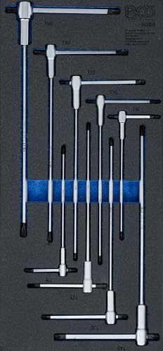 BGS 6090 | Schraubendreher-Satz mit T-Gleitgriff | T-Profil (für Torx) | Werkstattwageneinlage 1/3 | T10 - T50 | 9-tlg. | Chrom-Vanadium-Stahl | Hartschaumeinlage