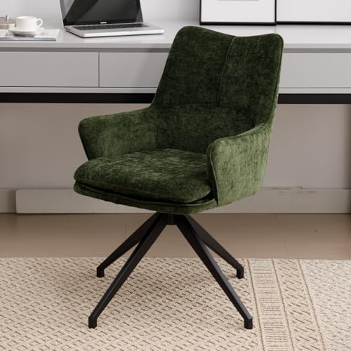 Ya-Home Bürostuhl aus Chenille Schreibtischstuhl drehbar Drehstuhl mit Metallbeinen modern Computerstuhl ohne Rollen für Wohnzimmer/Arbeitszimmer, Grün