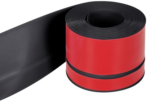 12m Self-Adhesive Skirting Board, Peel and Stick Baseboard Trim, 7cm Wide Flexible Wall Baseboard Molding Trim, PVC Skirting Board Covers Moulding Strip for Floor Wall Base (Black-12M)