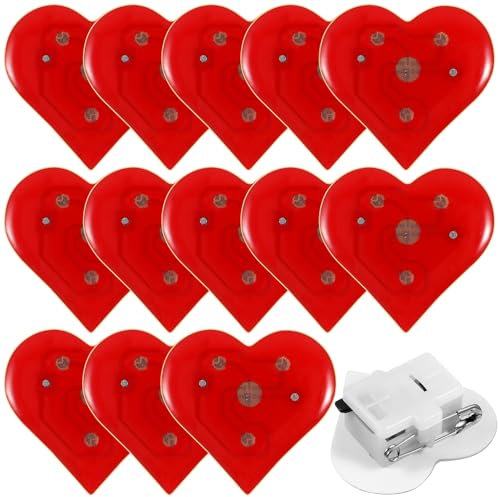 VICASKY 20 Stück Rote Leuchtende Brosche In Herzform Blinkende Herz-Anstecknadel Zum Valentinstag Blinkende Leuchtende Revers-Zubehör Für Hochzeits- Geburtstags- Und Partygeschenke