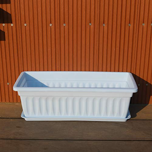 Namzi 1 Balkon Gemüsetopf, Haushalt Pflanzkasten Groß Rechteck Gemüsetopf, Gartenarbeit Kreative Harz Kunststoff Blau mit Tablett Blumentopf, 50 * 21 * 14 cm