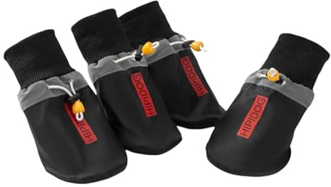 JXpxbao Hundeschuhe Pfotenschutz, 4 Stück Wasserdicht Hunde Schuhe Outdoor Mit Rutschfester Sohle, Verstellbarem Hundestiefel Für Mittlere Große Hunde Alle Jahreszeiten (2XL(9-12kg),Schwarz)