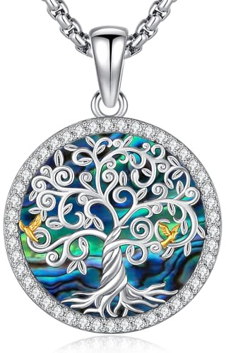 Aniu Baum des Lebens Halskette Sterling Silber 925, Lebensbaum Anhänger Kette für Damen, Lebensbaum Schmuck Geschenke für Frauen Mädchen Mama