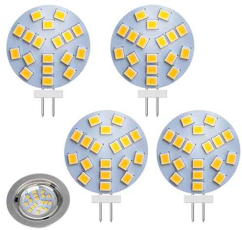 Kioylmo Ampoule LED G4 2w équivalent Halogène 20w 10-30v Blanc Chaud Culot G4 Pour éclairage D'armoire, Encastré, Hotte Aspirante Haute Luminosité Longue Durée De Vie Lot De 4 Pièces