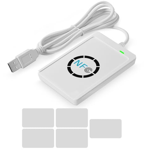 NFC Reader, NFC Lesegerät Writer NFC ACR122U ISO 14443A/B Writer, 424 Kbps Geschwindigkeit Contactless NFC Writer Software mit Weißer Farbe IC-Karte für Computer