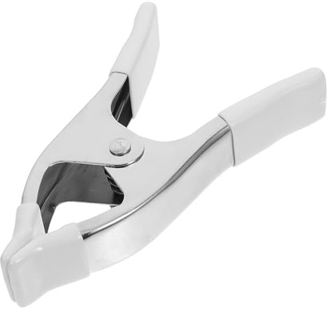 6 Inch Nickel Plated Heavy Duty Spring Clips A Clamps with PVC Protective Cover, Large Metal Clamps for Photography Backdrop and Craft Use, Strong White Sleeve Industrial