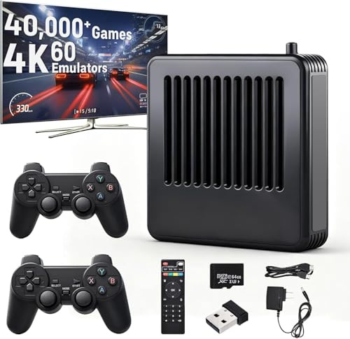 AUFGLO Console de Jeux Rétro Retro Game StickPlus de 30 000 jeux intégrés, plus de 50 émulateurs, sortie 4K, 2 manettes sans fil-yellow