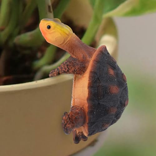 Gosknor Tortue Grimpante Décoration Pot de Fleurs, Mignonne en Résine Figurine Tortue Suspendue Figurine pour Pot de Fleurs pour Jardin Balcon Terrasse Pelouse Cour Décoration