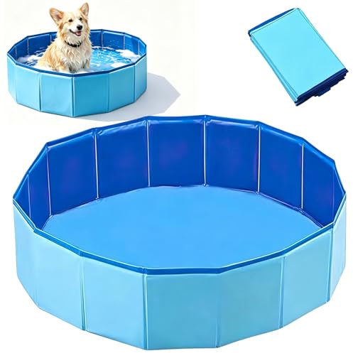 NICEWAT Hundepool für Große & Kleine Hunde, 50 x 10 cm Faltbarer Hunde Planschbecken, Stabile Hundebadewanne, Tragbare Rutschfestes Hundeplanschbecken für Große Mittelgroß Kleine