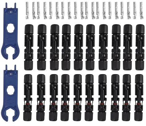 Haofy Solar-Steckverbinder, Wasserdichtes Crimpwerkzeug-Set aus Kupfer und ABS für Wohnmobile und Photovoltaik-Module mit 10 Paar Männlich-weiblichen Steckern und Kabelklemmen