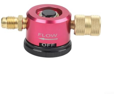 Herramienta de purga de nitrógeno de latón con 3 posiciones para soldadura y descarga HVAC | Válvula reguladora de conector de 1/4 pulgadas | Control de flujo estable de hasta 200 PSI | Rojo