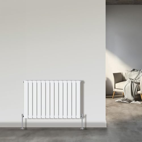NRG Flat Panel Double Column Designer Radiator Gloss White 600x884mm | Horizontal Radiator, Mild Steel, Column Radiator Wall Mounted, Central Heating Rad, for Bathroom, Kitchen