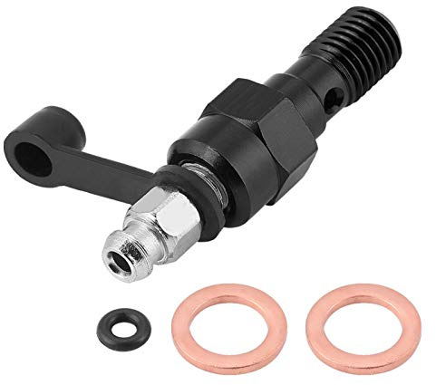 Hohlschrauben, Qiilu M10 x 1,25 mm Motorrad Hauptbremszylinder Bremssattel Bleed Schrauben Nippel Banjo Bolzen + Staubkappe Universal für die meisten Automodelle (schwarz)