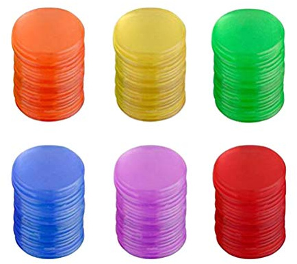 Toyvian Lot de 300 Jetons Plastique 19Mm Couleurs Variées 6 Teintes 50 Jetons par Couleur pour Jeux De Bingo Et Société Accessoires De Jeu