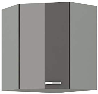 Eckhängeschrank 60x60 Hochglanz Grau Küchenzeile Küchenblock Küche Grey Bianca